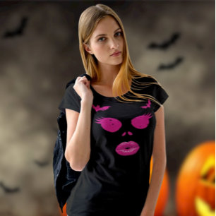 Rosa Jack-o' Lantern mit Eyelashes Halloween T-Shirt