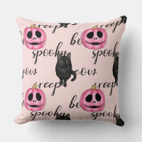 Rosa Jack-O-Laterne und schwarze Katze