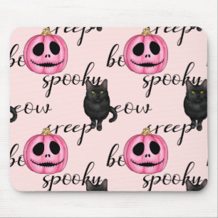 Rosa Jack-O-Laterne und schwarze Katze Mousepad