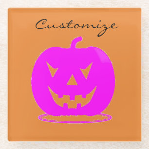Rosa Jack o'lantern Halloween Thunder_Cove Glasuntersetzer