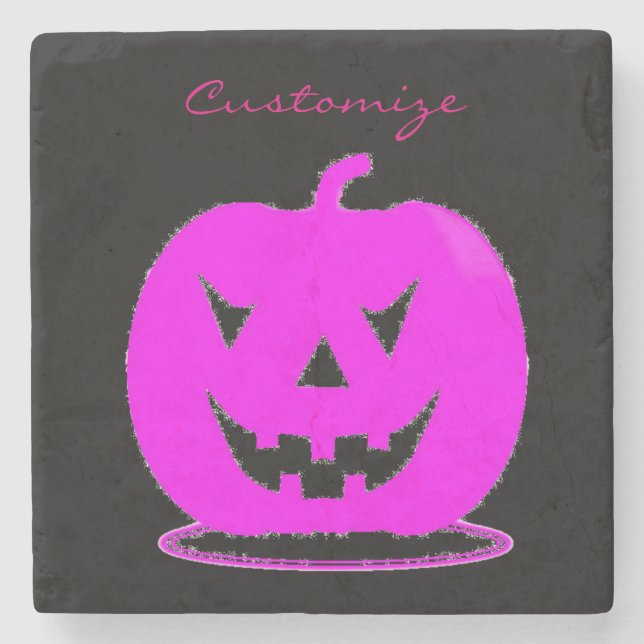 Rosa Jack o'lantern Halloween Thunder_Cove Steinuntersetzer (Vorderseite)