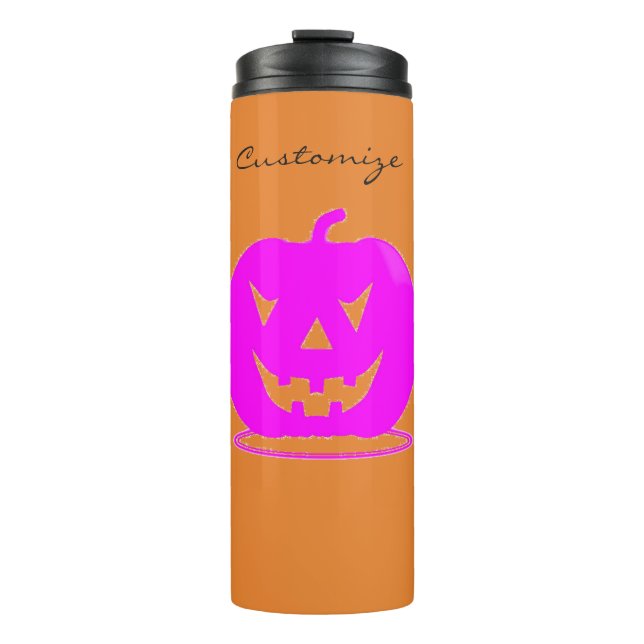 Rosa Jack o'lantern Halloween Thunder_Cove Thermosbecher (Vorderseite)