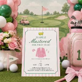 Rosa Jacke Golf Erstgeburtstagseinladung Dankeskarte