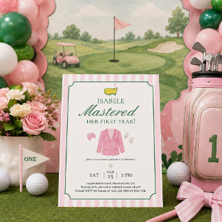 Rosa Jacke Golf Erstgeburtstagseinladung Dankeskarte