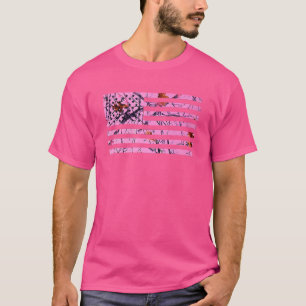 Rosa Jagdcamo-Flagge Amerikanisch USA US Tarnung T-Shirt