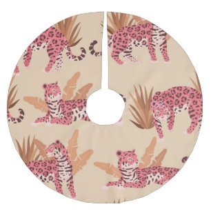 Rosa Jaguar: Süße nahtlose Vintage-Struktur Polyester Weihnachtsbaumdecke