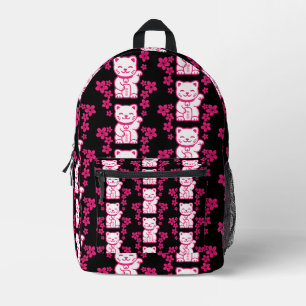 Rosa Japanisch Maneki-neko Bedruckter Rucksack