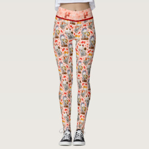 Rosa Japanisch Maneki Neko Cat und Sushi Leggings