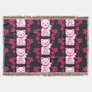 Rosa Japanisch Maneki-neko Decke
