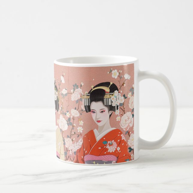 Rosa japanische Geisha-Kaffee-Tasse Kaffeetasse (Rechts)