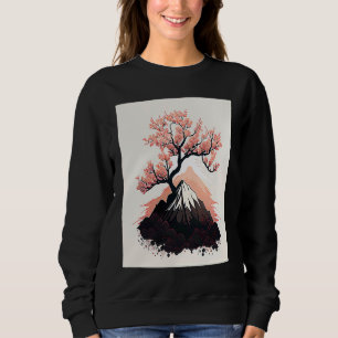 Rosa japanische Kirschblüte schneebedeckter Berggi Sweatshirt