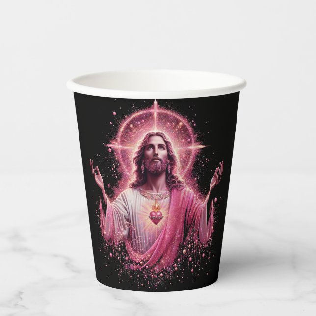 Rosa Jesus Papiertasse! Pappbecher (Vorderseite)