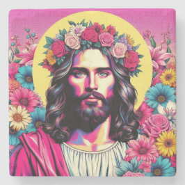 Rosa Jesus Untersetzer! Steinuntersetzer