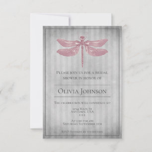 Rosa Jewele Dragonfly-Brautparty Einladung