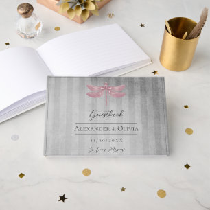 Rosa Jeweled Dragonfly Wedding Gästebuch