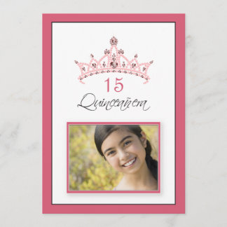 Rosa Jeweled Tiara Quinceanera Invitation (Rose) Einladung