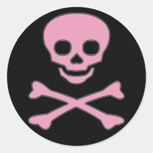 Rosa Jolly Roger Mädchen Piraten Aufkleber