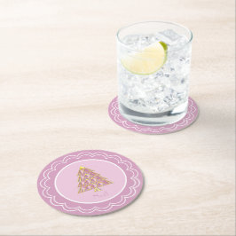 Rosa Joyoux Weihnachten Papierplatte Runder Pappuntersetzer