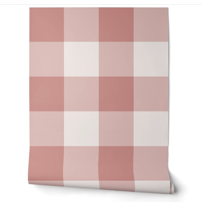 Rosa Jumbo-Karo-Gingham Tapete (Abrollen)