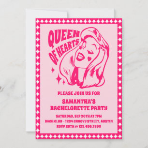 Rosa Junggesellinnen-Abschiedsparty Herzkönigin Einladung