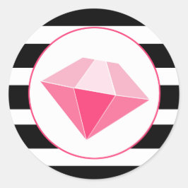 Rosa Juwel mit Schwarz-Weiß Streifen Aufkleber