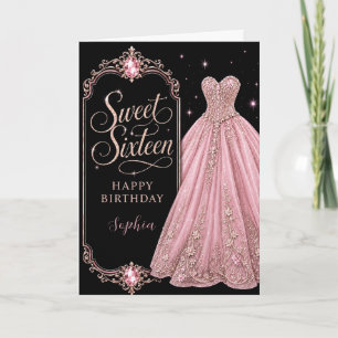 Rosa Juwel Sweet 16 Geburtstagsfeier Karte