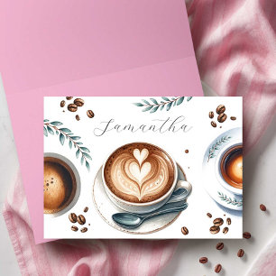 Rosa Kaffee-Junggesellinnen-Abschied-Themen-Grußka Dankeskarte
