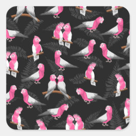 Rosa Kakadu-Vogelmuster Quadratischer Aufkleber