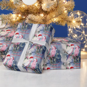 Rosa Kakadu Weihnachtsmannhut Frohe Weihnachten Geschenkpapier