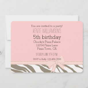 Rosa Kakao Brown White Zebra Print Birthday Einladung