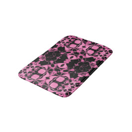 Rosa Kaleidoskop mit Schwarz Badematte