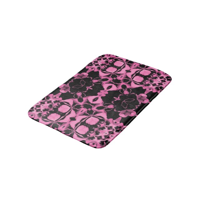 Rosa Kaleidoskop mit Schwarz Badematte (Schrägansicht)