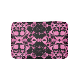 Rosa Kaleidoskop mit Schwarz Badematte