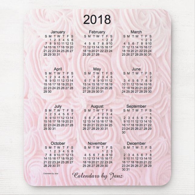 Rosa Kalender des Zuckerguss-2018 durch Janz Mousepad (Vorne)