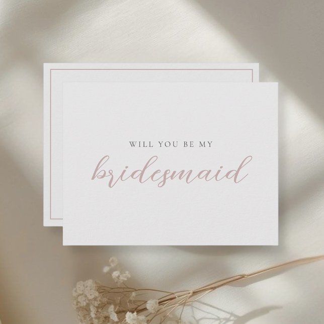 Rosa Kalligrafie - Bridesmaid - Vorschlag Card Einladungspostkarte (Von Creator hochgeladen)