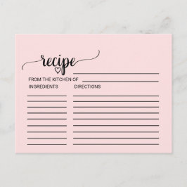Rosa Kalligraphie Brautparty Rezeptionskarten Postkarte