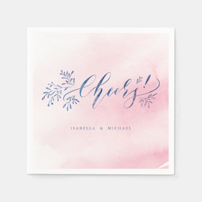 Rosa Kalligraphie jubelt rustikale Blumenhochzeit Serviette (Vorderseite)