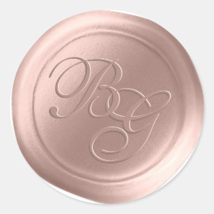 Rosa Kalligraphie Monogram Wachs Siegel Stickers