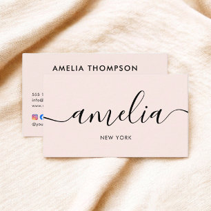 Rosa Kalligraphie QR Code Social Media Visitenkarte