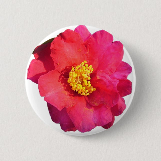 Rosa Kamelie-Blume Button (Vorderseite)