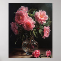 Rosa Kamelien Blume Art Print Poster