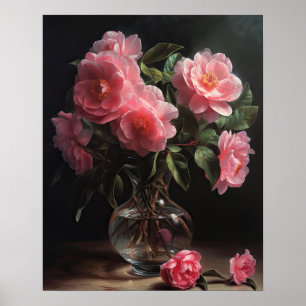 Rosa Kamelien Blume Art Print Poster