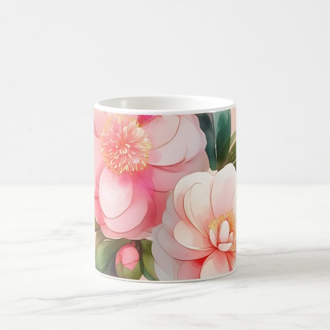 Rosa Kamelien-Blume Kaffeetasse (Mittel)