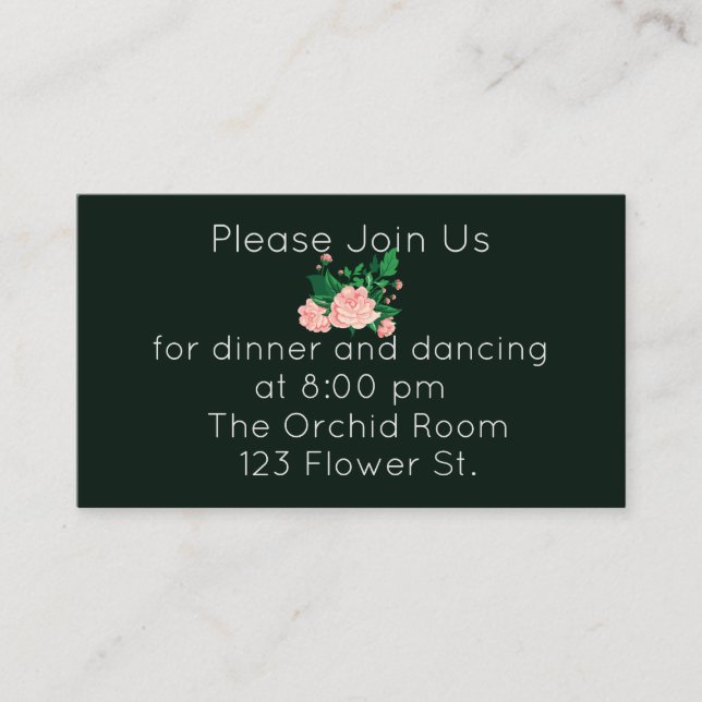 Rosa Kamelien Empfang Begleitkarte (Vorderseite)