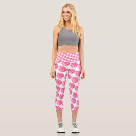 Rosa Kamelien-Kunst vom Frühling Capri Leggings