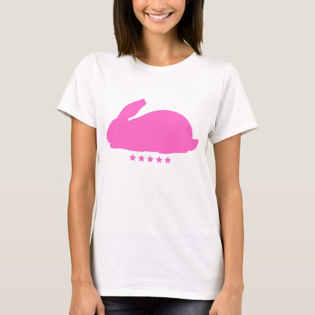 Rosa Kaninchen mit Sternen T-Shirt (Vorderseite)