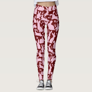 Rosa Kaninchen Muster D Rot Leggings