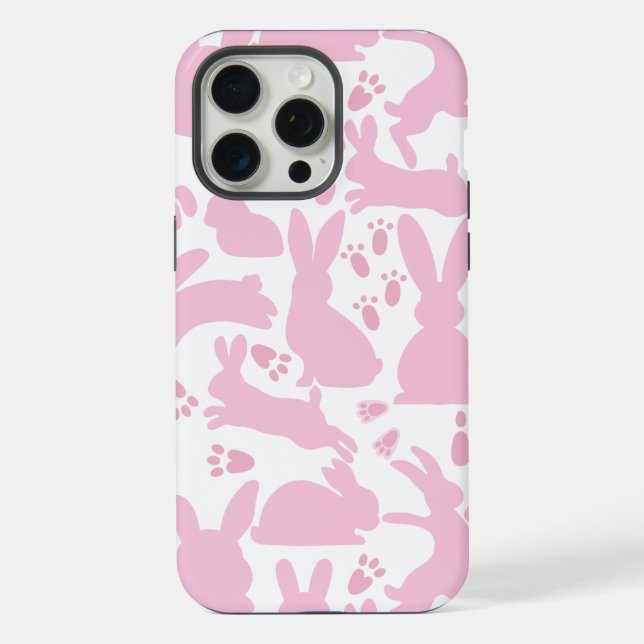 Rosa Kaninchen-Muster iPhone Hülle (Rückseite)
