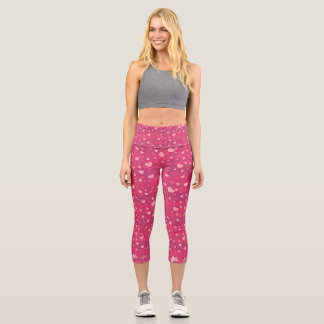 Rosa Kapselhohle Capri Leggings