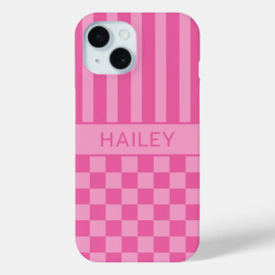 Rosa kariert gestreift personalisiert Case-Mate iPhone hülle